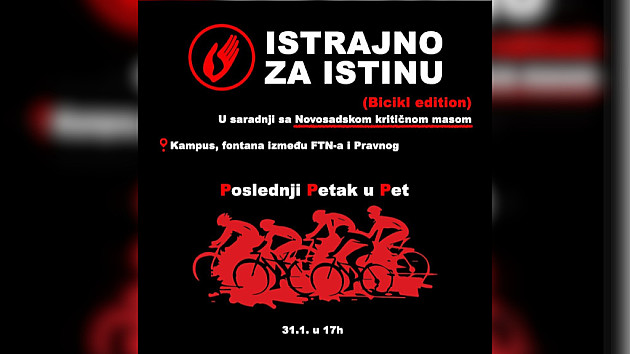 Kritična masa sutra „Istrajno za istinu na biciklima“