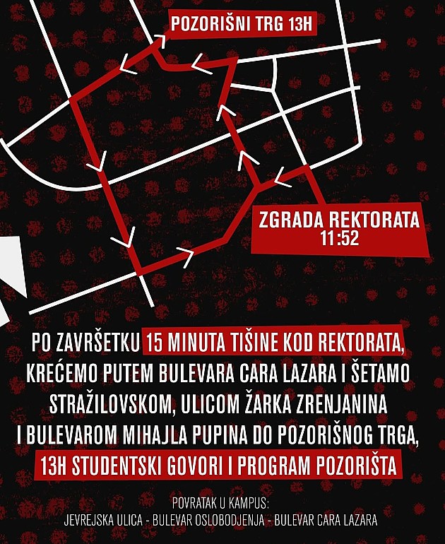 „Svaki petak izuzetak“: Novosadski studenti u novoj protestnoj šetnji