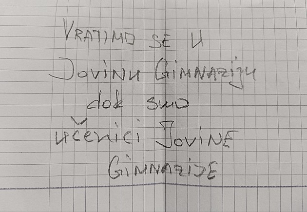 Još jedna obustava nastave u Jovinoj gimnaziji, učenici pisali poruke upravi
