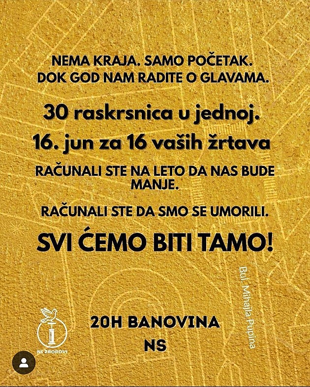 Zborovi u ponedeljak organizuju blokadu raskrsnice kod Banovine i gradske skupštine 