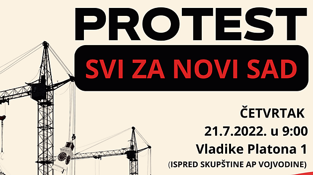 Protest protiv „Novog Sada na vodi“ u četvrtak ispred Skupštine Vojvodine