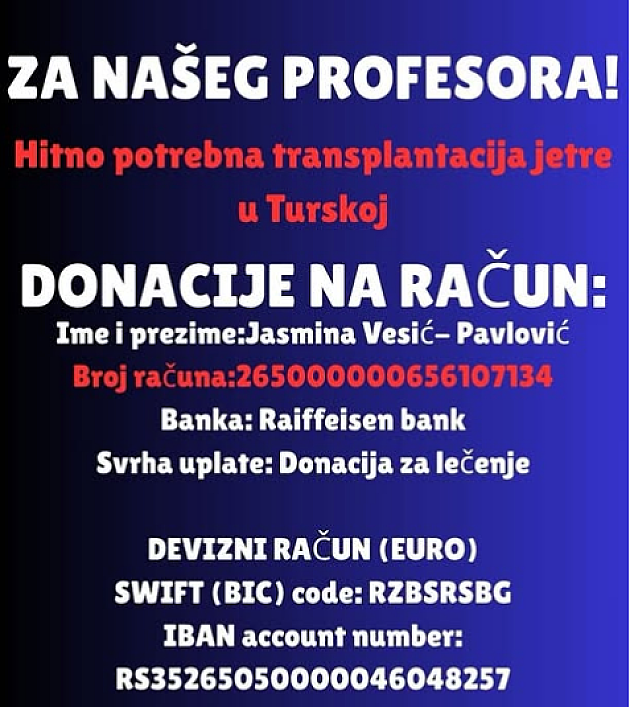 Učenici prikupljaju pomoć za profesora kojem je potrebna hitna tranplantacija jetre