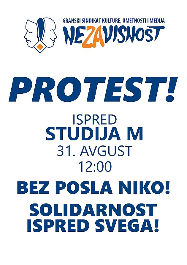 Protest zbog otpuštanja u RTV-u u ponedeljak ispred Studija M