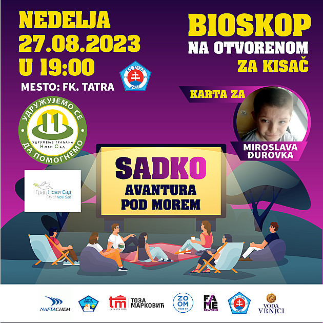 Bioskop na otvorenom sutra u Kisaču, prikuplja se i pomoć za malog Miroslava