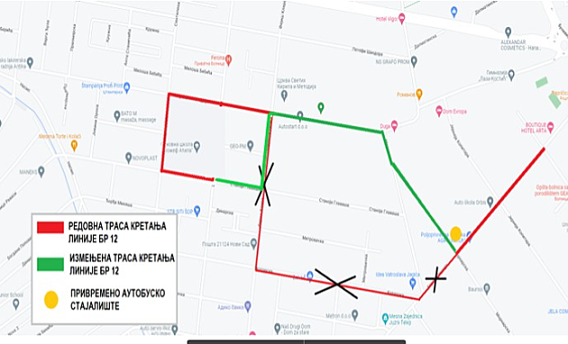 Dvanaestica prekosutra privremeno menja trasu kretanja