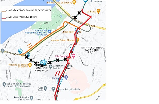 Autobusi GSP-a koji prolaze kroz Sremsku Kamenicu sutra menjaju trasu zbog radova