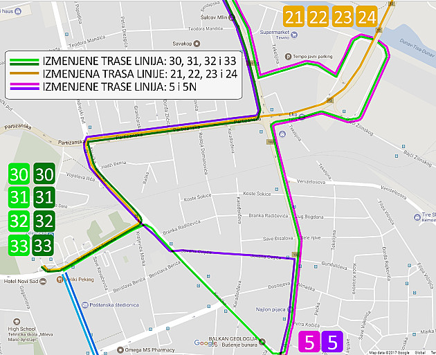 Izmene trasa autobusa zbog radova u Partizanskoj ulici i Sremskoj Kamenici 