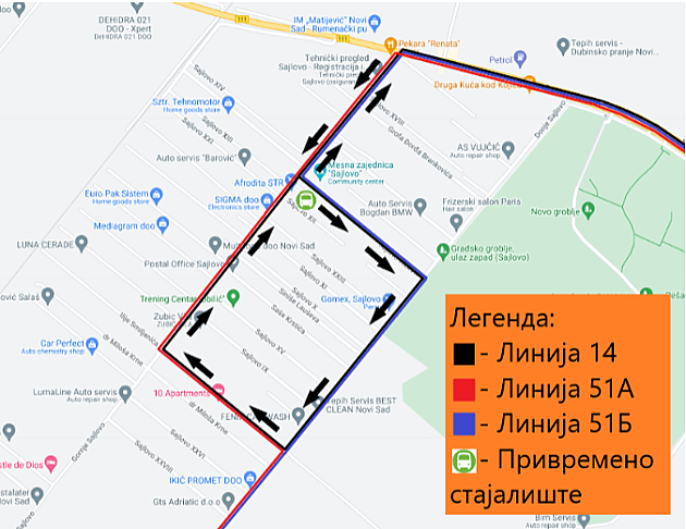 Autobusi na linijama 14, 51A i 51B od sutra menjanu trasu kretanja