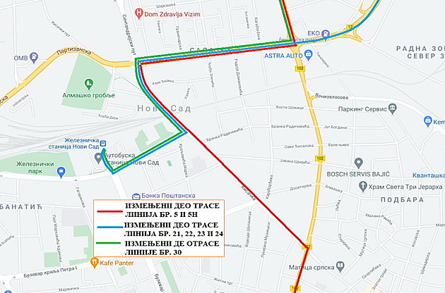 Rekonstrukcija nadvožnjaka u Temerinskoj od 8. novembra menja trase autobusa GSP-a