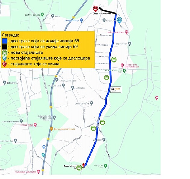 Bus 69 od sutra saobraća dužom trasom 