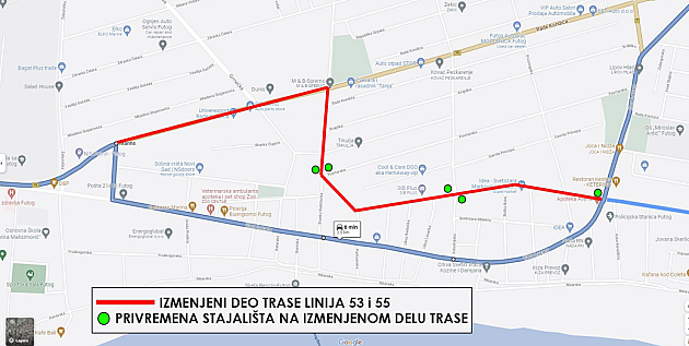 Autobusi GSP-a na linijama 53 i 55 sutra menjaju trasu kretanja