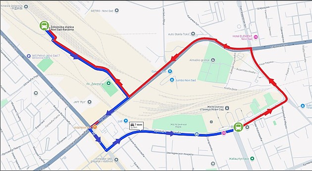 Besplatan prevoz autobusima GSP-a do i od Železničke stanice Petrovaradin i do i od Ranžirne stanica