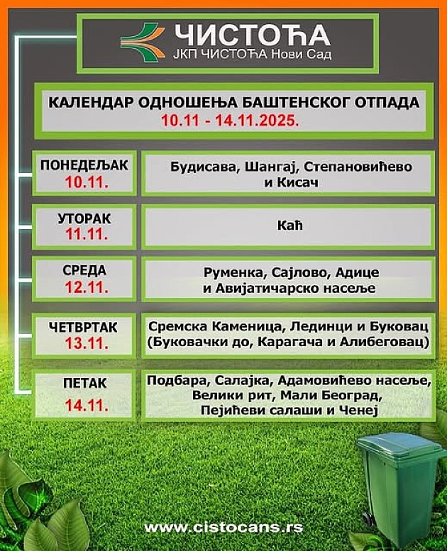 Radnici JKP „Čistoća“ i naredne sedmice odnose baštenski otpada 